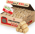 Large Fire Starters for Fireplace and Camping - 300 Pack Natural Fire