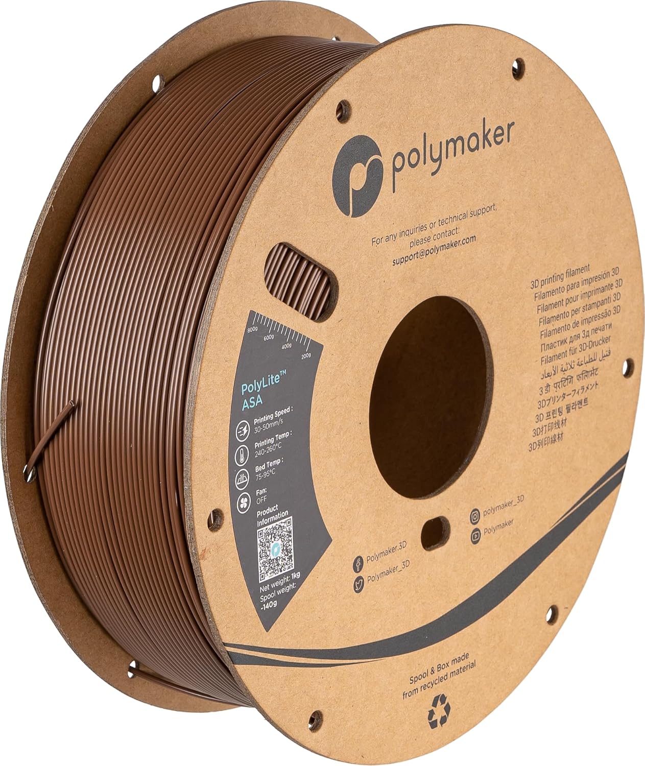 Polymaker ASA Filament 1.75mm Army Brown for Outdoor Printing