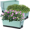 Window Box Planter 8 Pcs 17in Rectangle Flower Pots - Self Watering