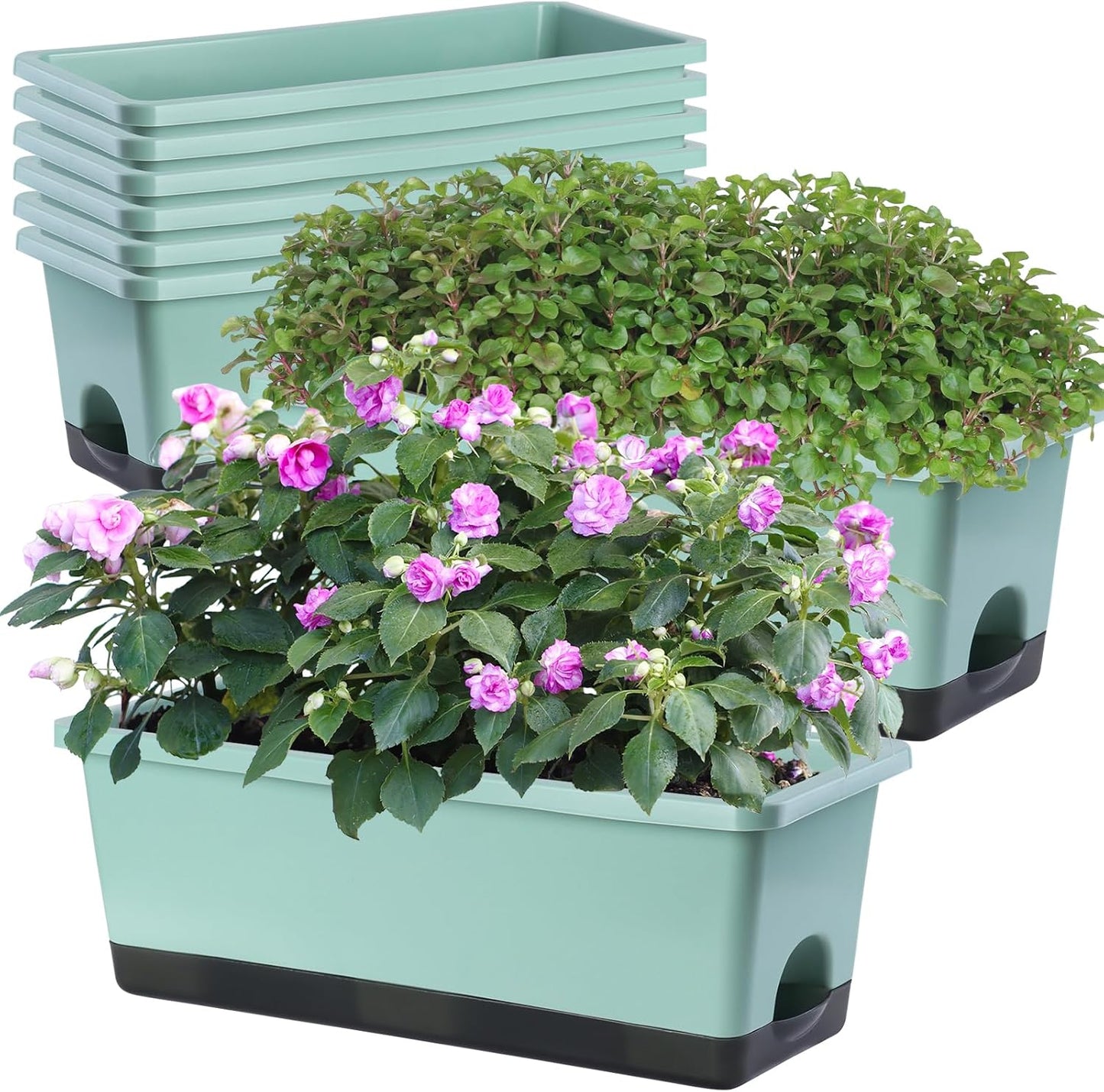 Self Watering Window Box Planter Set of 8 for Indoor Outdoor Use