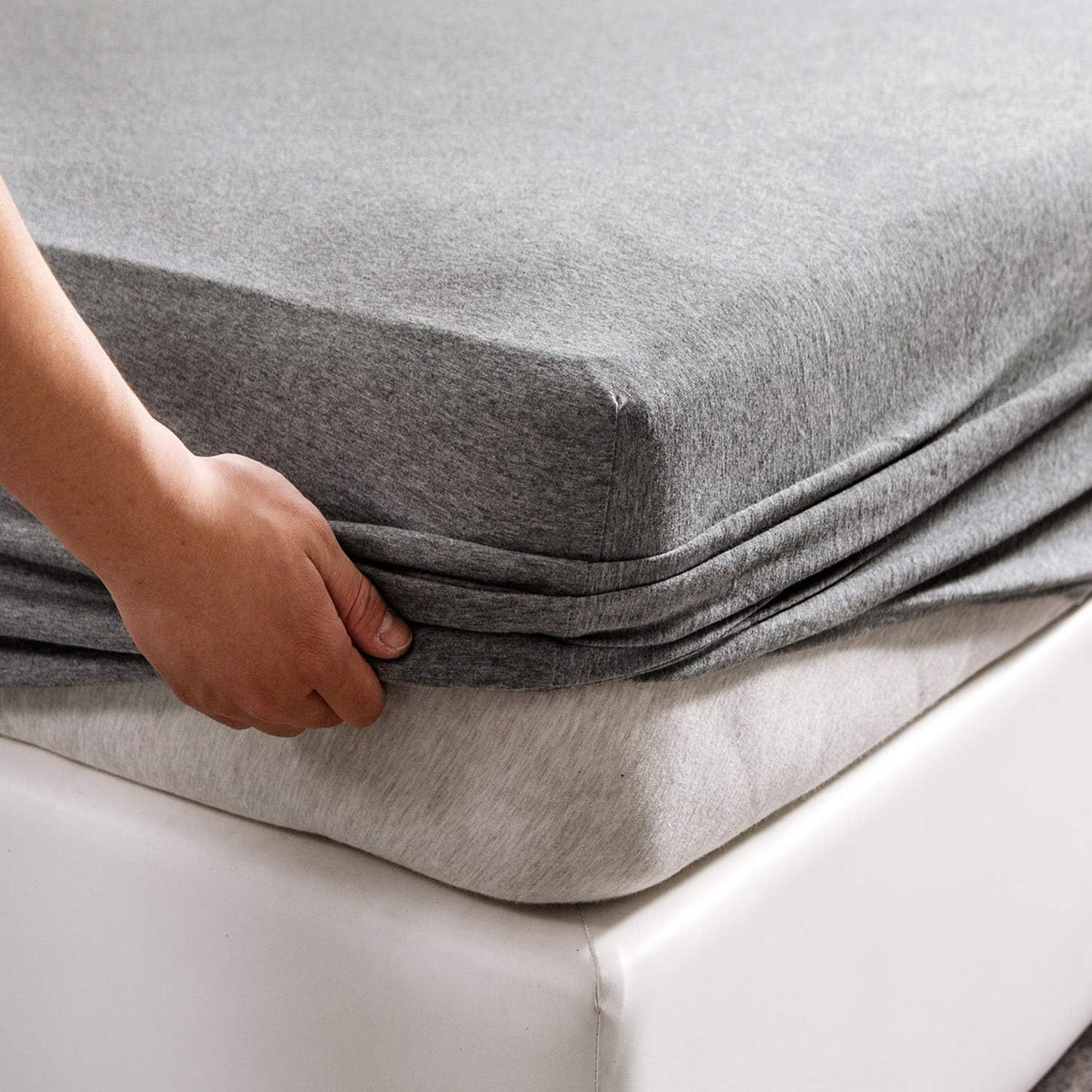 PURE ERA Jersey Knit Cotton Fitted Bottom Sheet for Queen Size