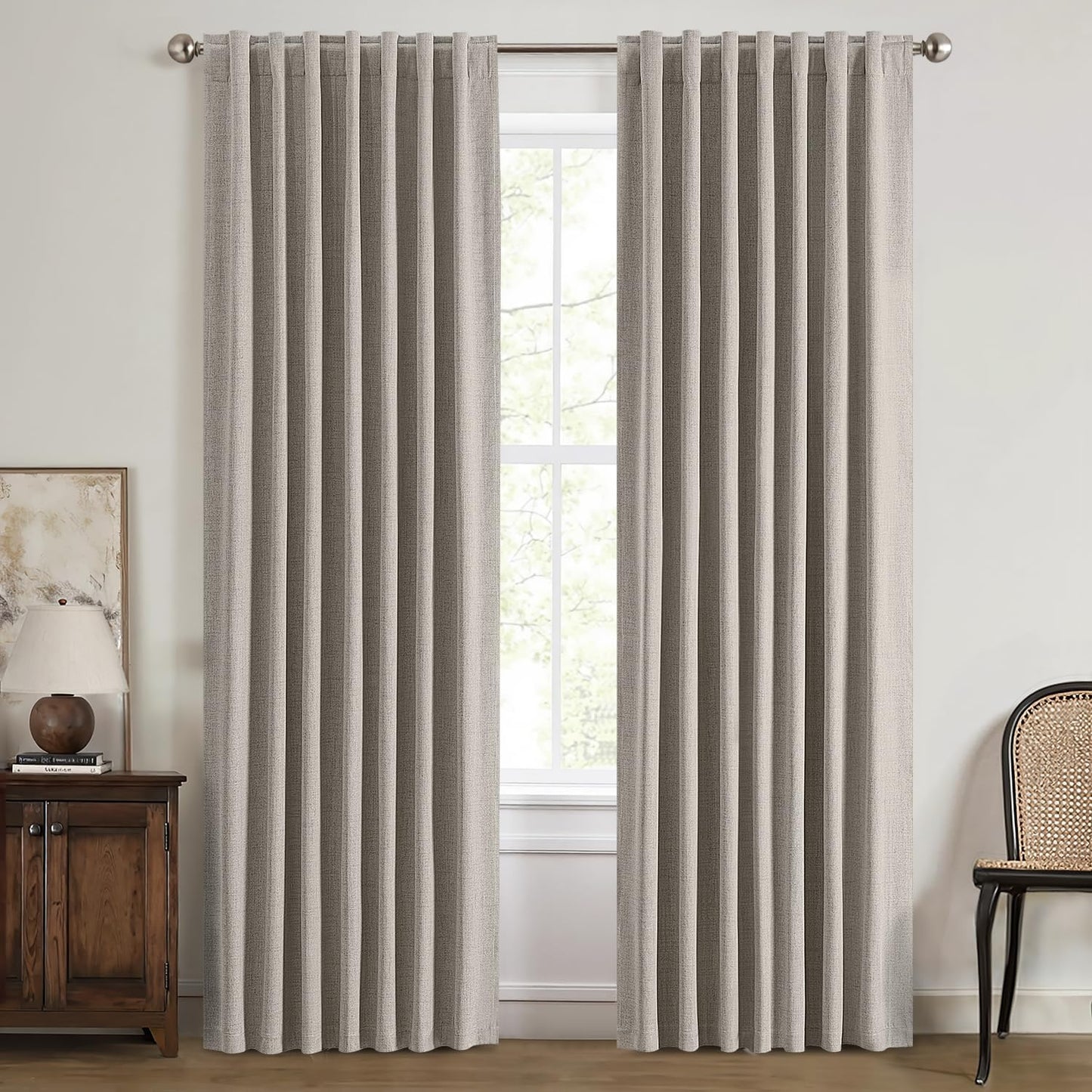 MIULEE 100% Blackout Linen Curtains for Luxurious Room Decor