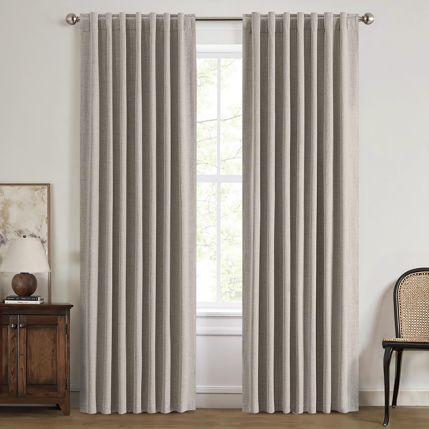 MIULEE 100% Blackout Linen Curtains for Luxurious Room Decor