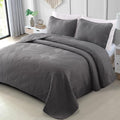 Full Queen Grey Geometric Quilt Set - Lightweight All-Season Coverlet