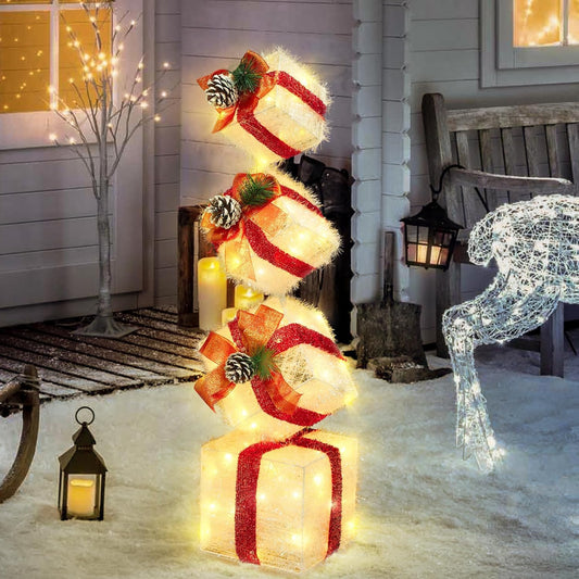 Christmas Lighted Gift Boxes Set of 4 for Holiday Cheer