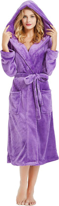 HEARTNICE Womens Hooded Fleece Robe - Soft Long Plush House Coat Shoes
