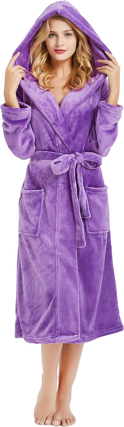 HEARTNICE Womens Hooded Fleece Robe for Cozy Comfort