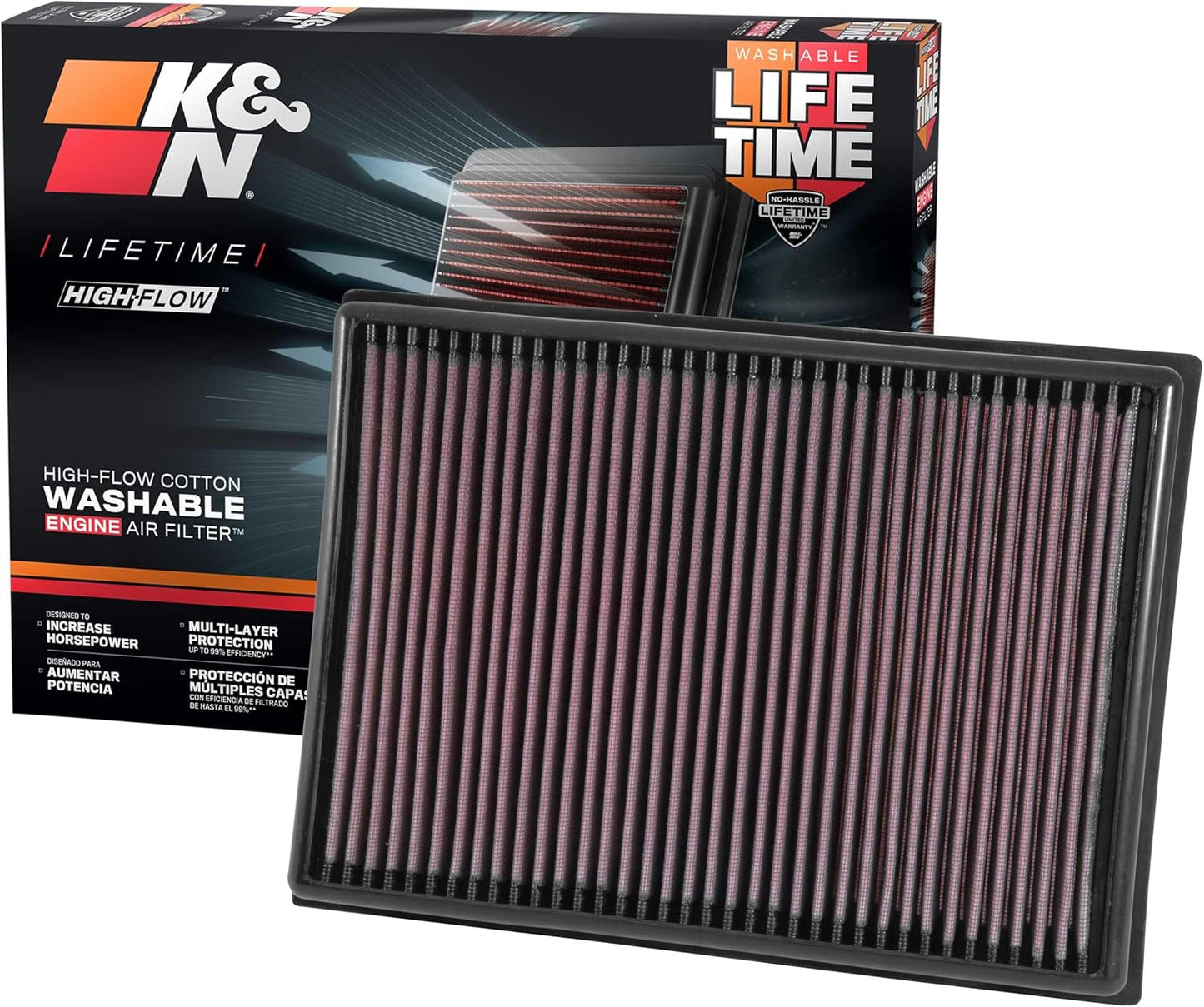 K&N High-Flow Engine Air Filter for Toyota/Lexus Models 2010-2024