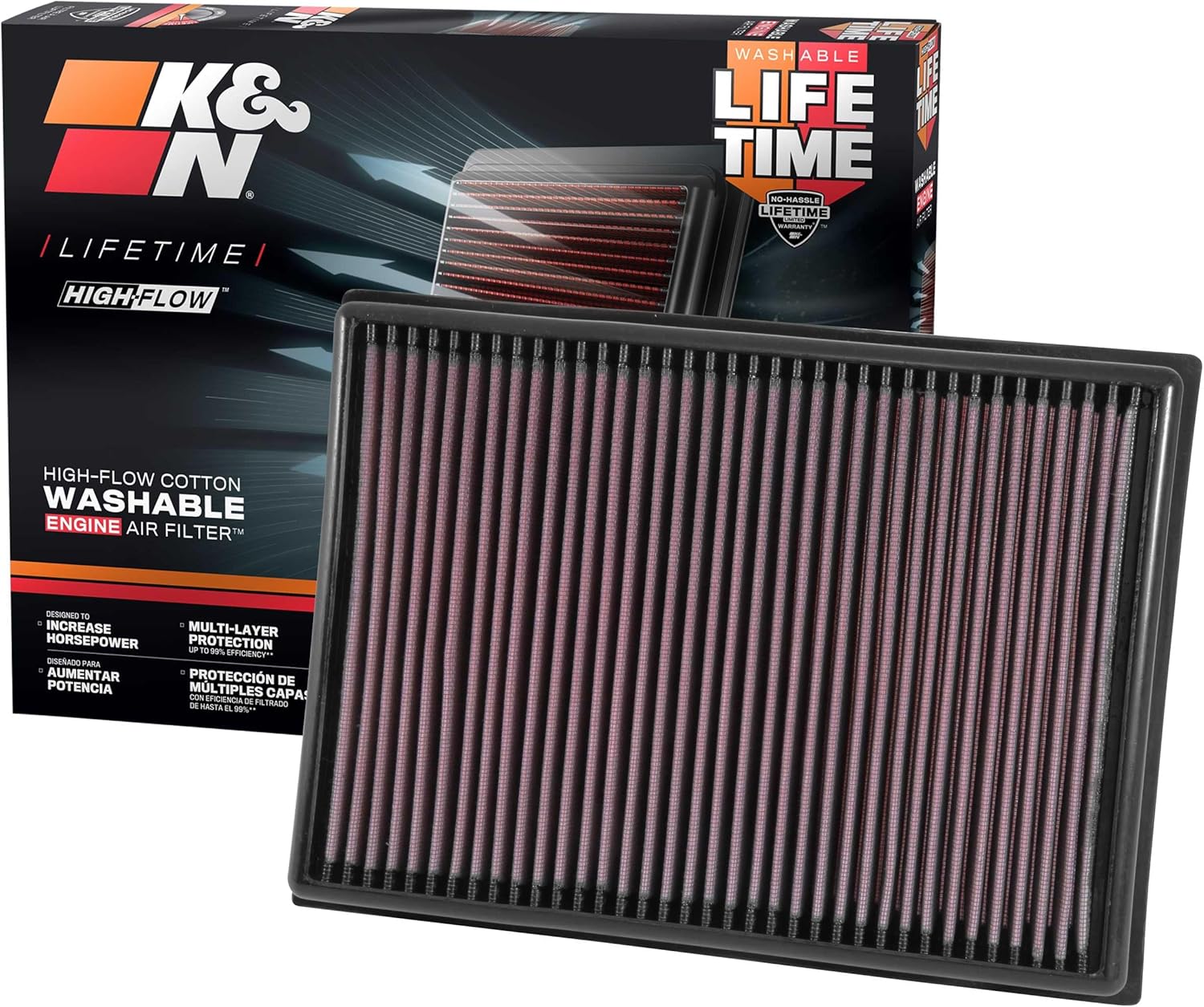 K&N High-Flow Engine Air Filter for Toyota/Lexus Models 2010-2024