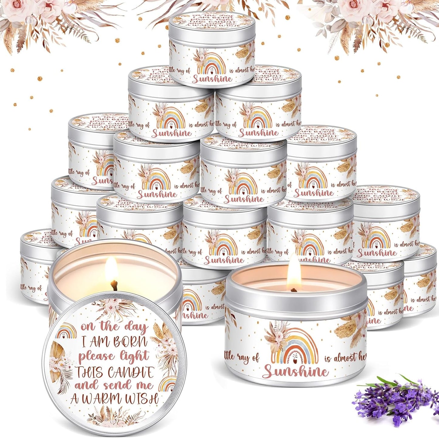 Lavender Scented Baby Shower Favors Candles for Guests