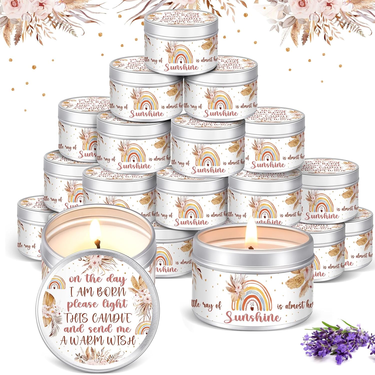 Lavender Scented Baby Shower Favors Candles for Guests