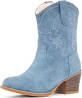 Cowgirl Boots for Women Ankle Mid Calf Pointed Toe - Classic PU