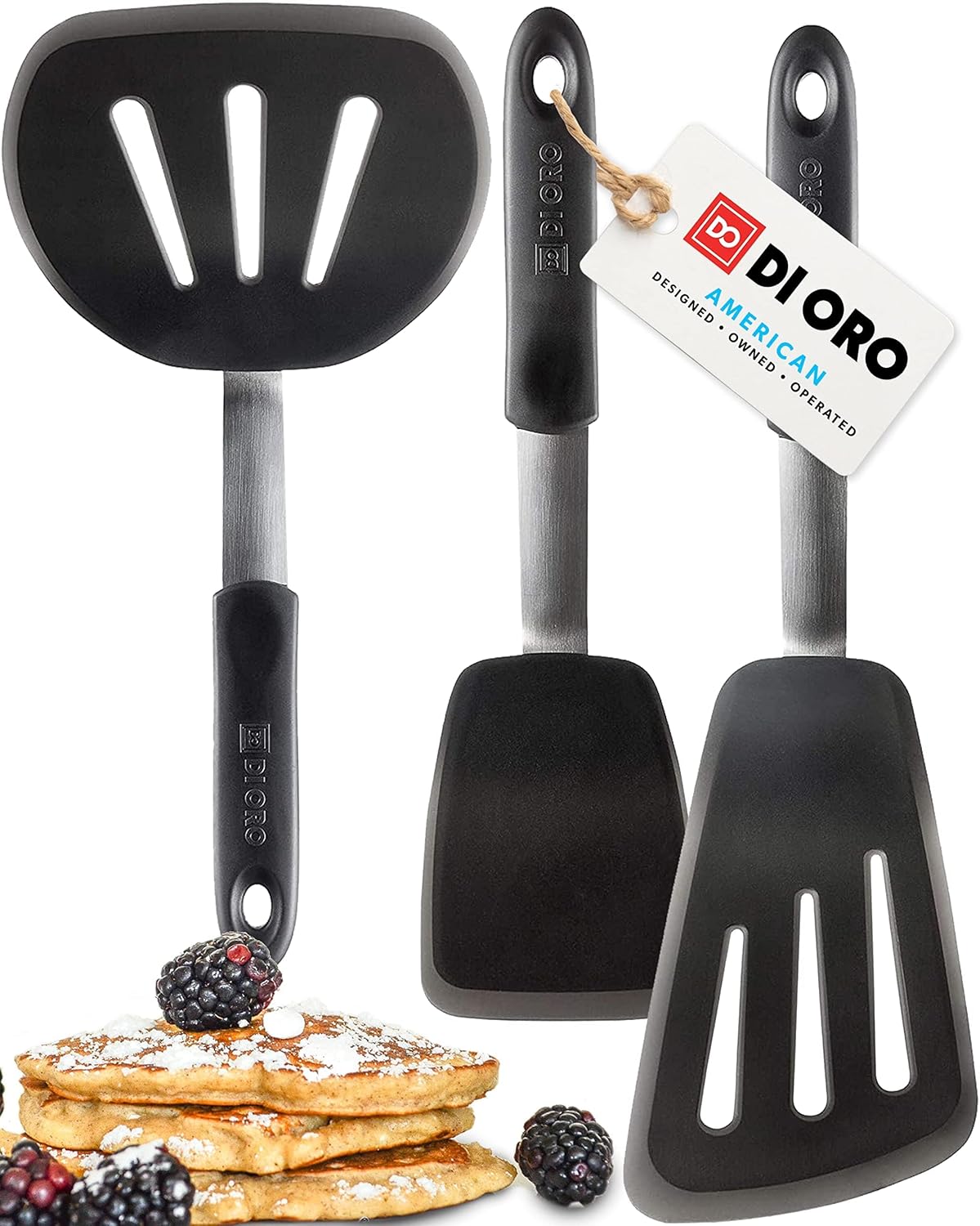 DI ORO Chef Series Silicone Turner Spatula Set for Cooking