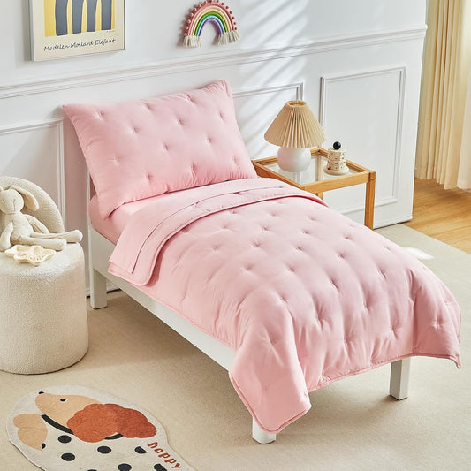 DuShow 4 Piece Toddler Bedding Set for Girls - Soft Comfort