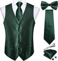 Men's Silk Paisley Vest and Necktie Set - Complete 6PC Formal Set