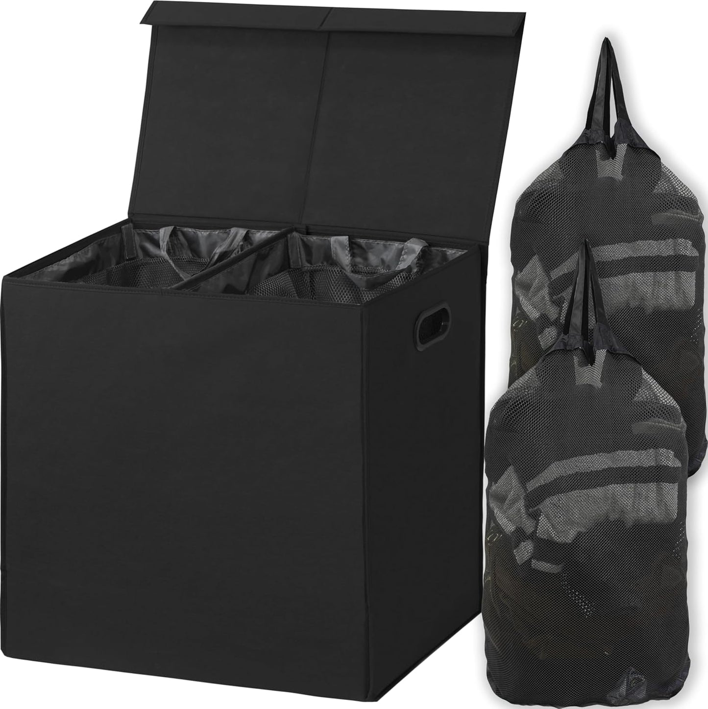 Simple Houseware Double Laundry Hamper with Lid for Easy Storage