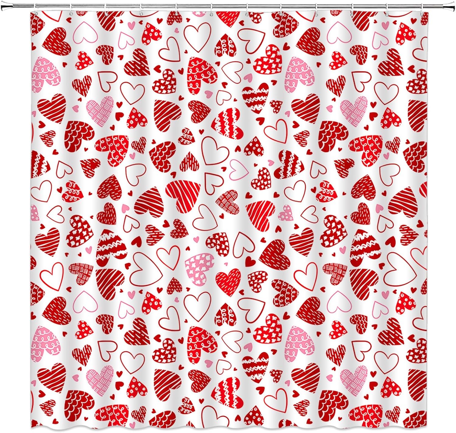 Romantic Red Watercolor Hearts Shower Curtain