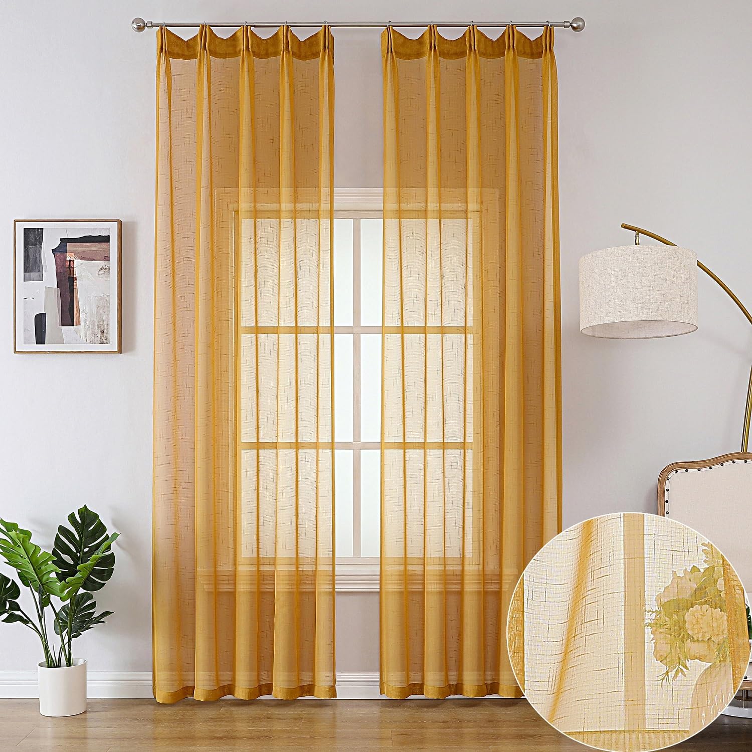 Gold Sheer Curtains 96 Inches Long for Elegant Home Decor