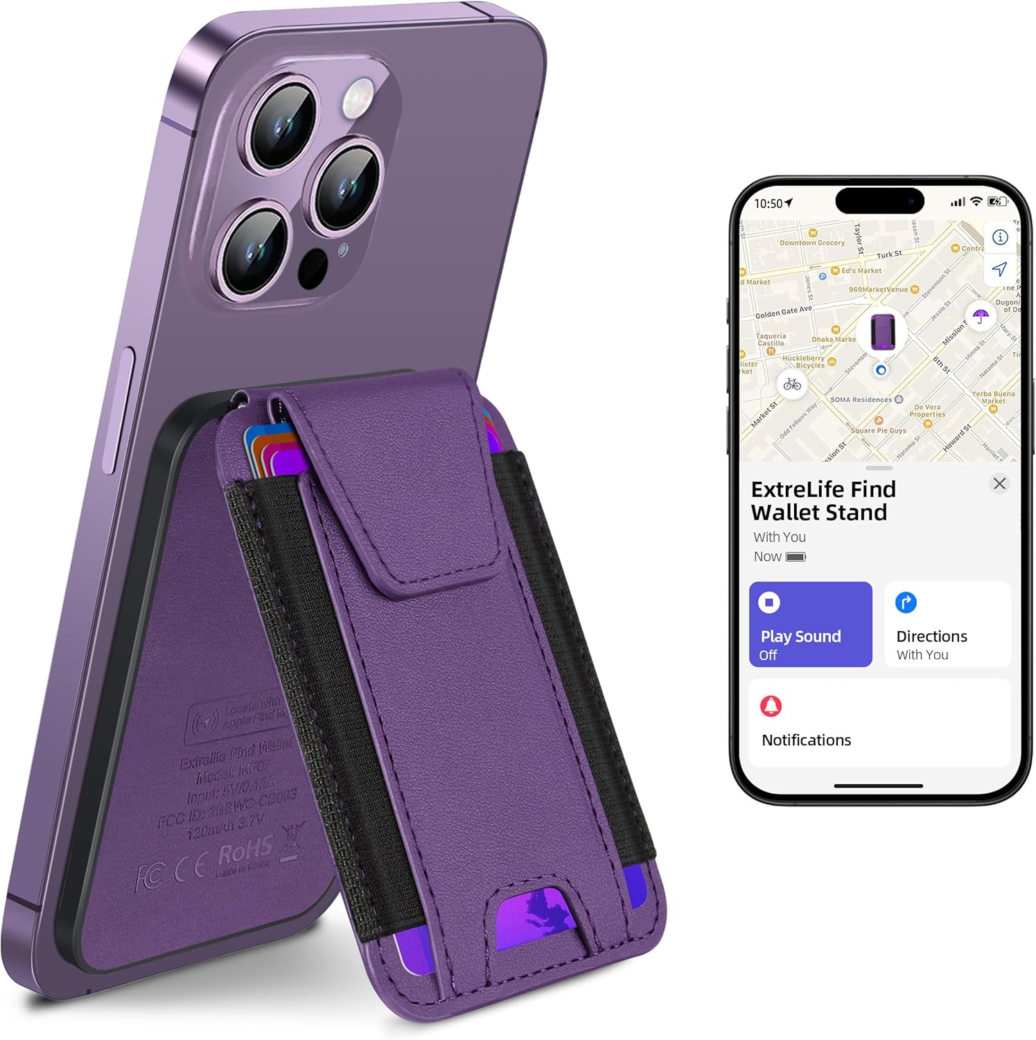 MagSafe Wallet with Apple Find My, RFID Blocking, Purple