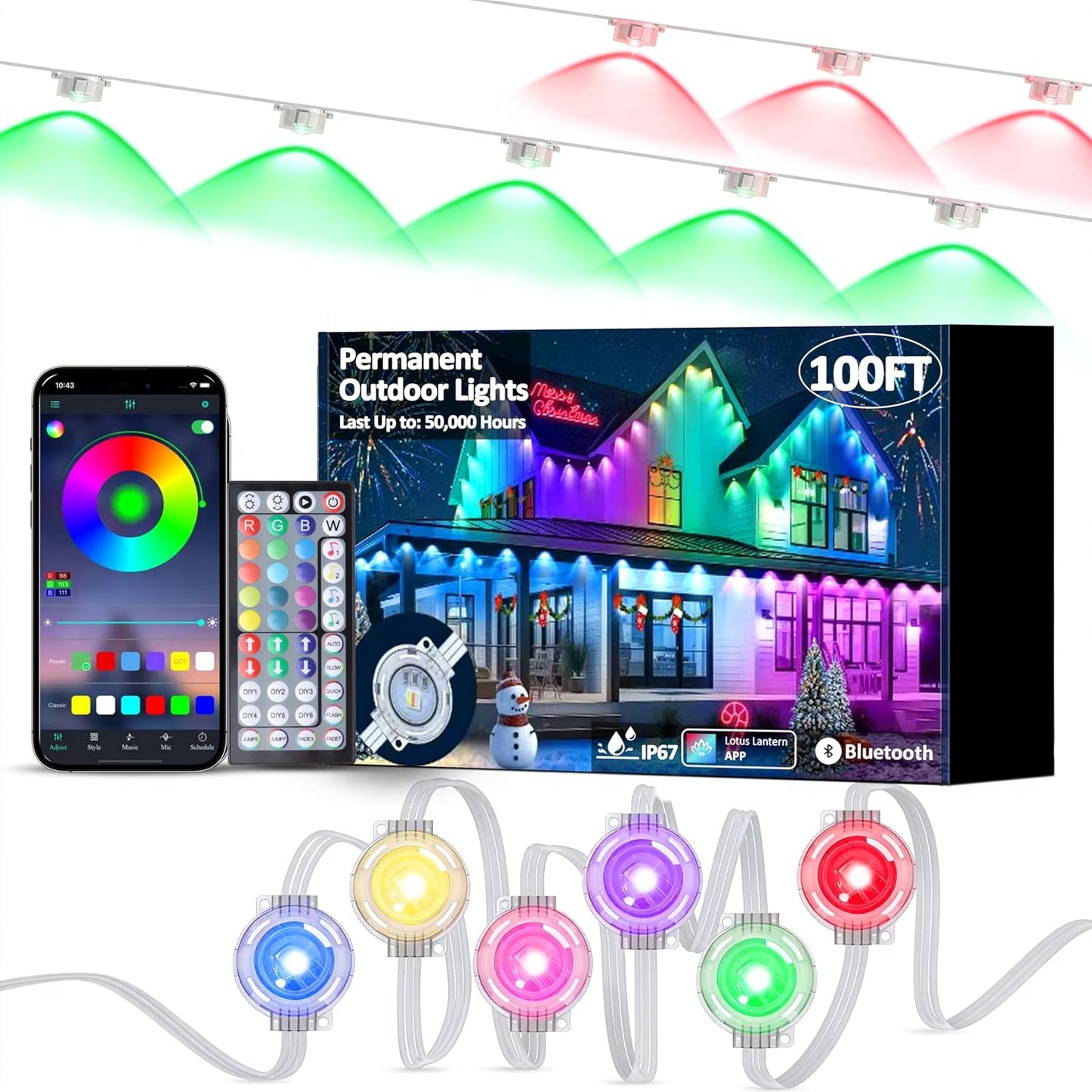 RGB Permanent Outdoor Lights for Year-Round Festive Decor