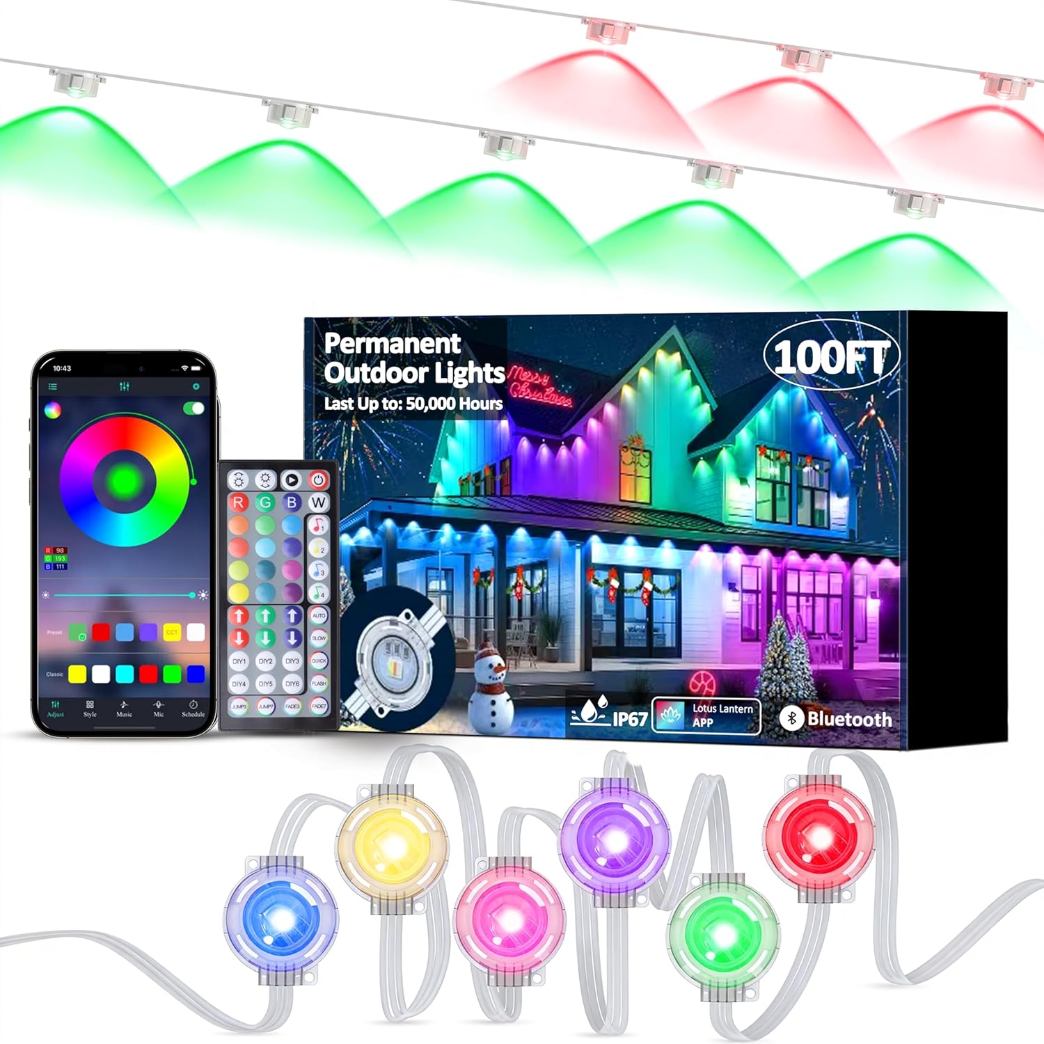RGB Permanent Outdoor Lights for Year-Round Festive Decor