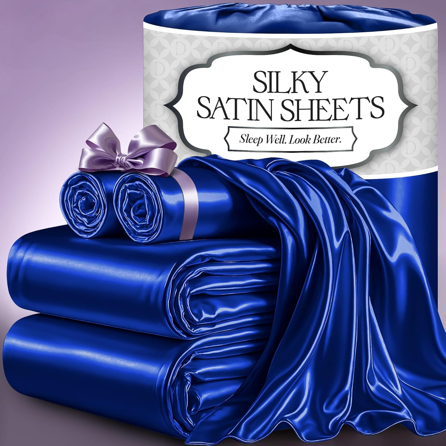 Decolure Satin Bed Sheets - Luxury Silky Full Size Bedding Set