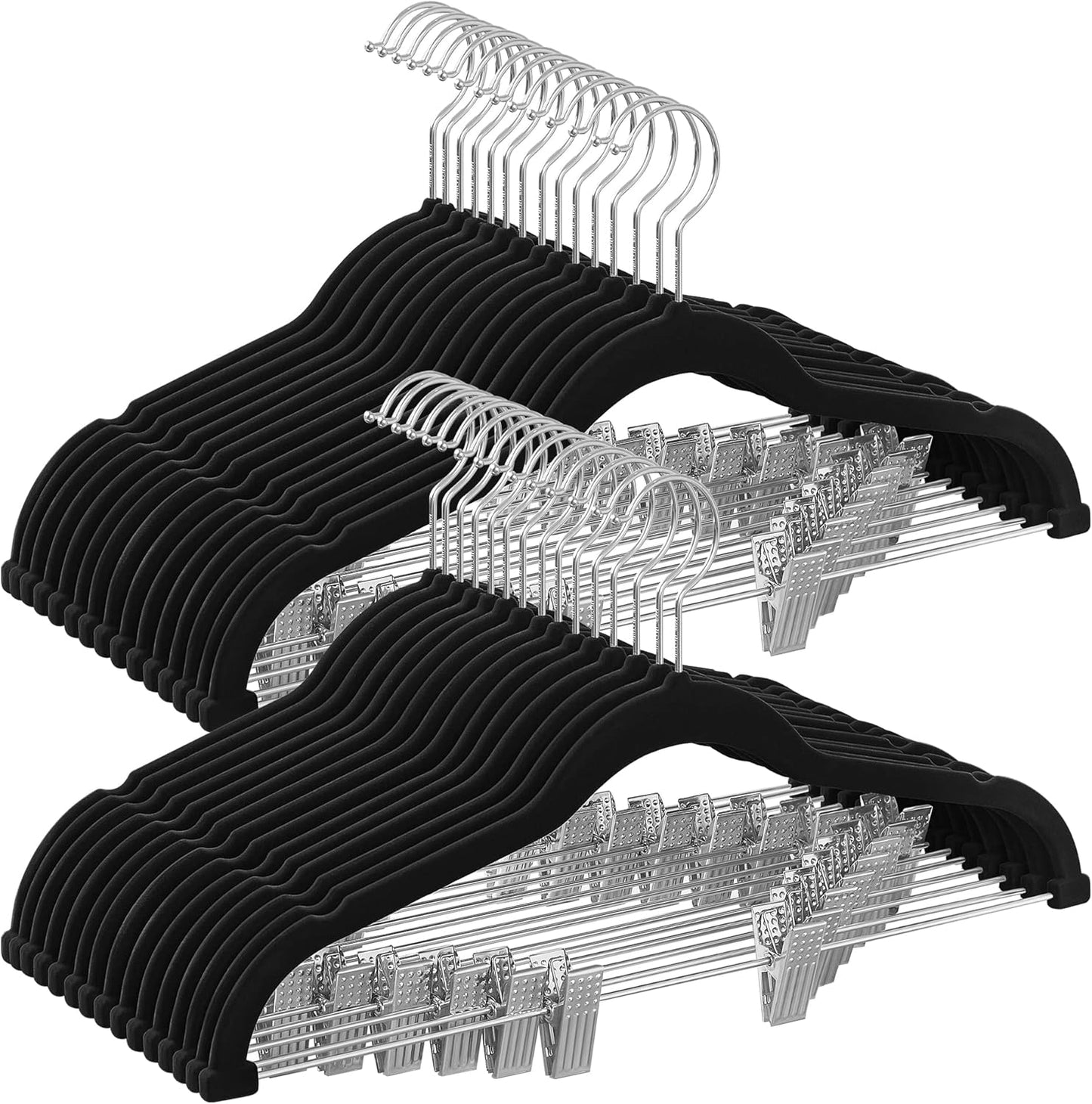 SONGMICS Velvet Pants Hangers - 30 Pack, Adjustable Clips