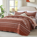 Burnt Orange Rust Quilt Set Queen - Oversized Lightweight Coverlet