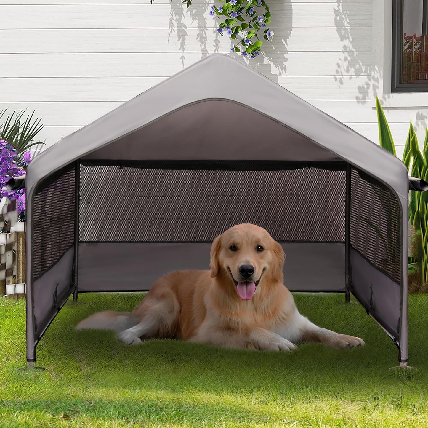 Extra Large Dog House Outdoor with Breathable Mesh Windows