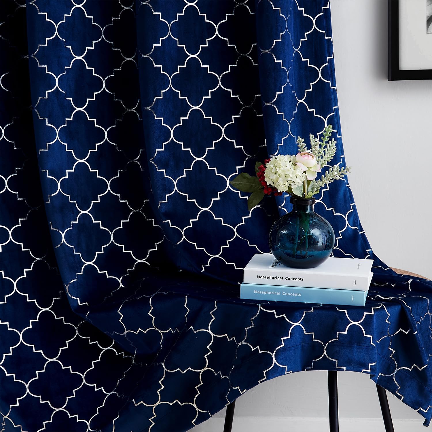 Jackroy Silver Velvet Blackout Curtains - Thermal Insulated 63 Length