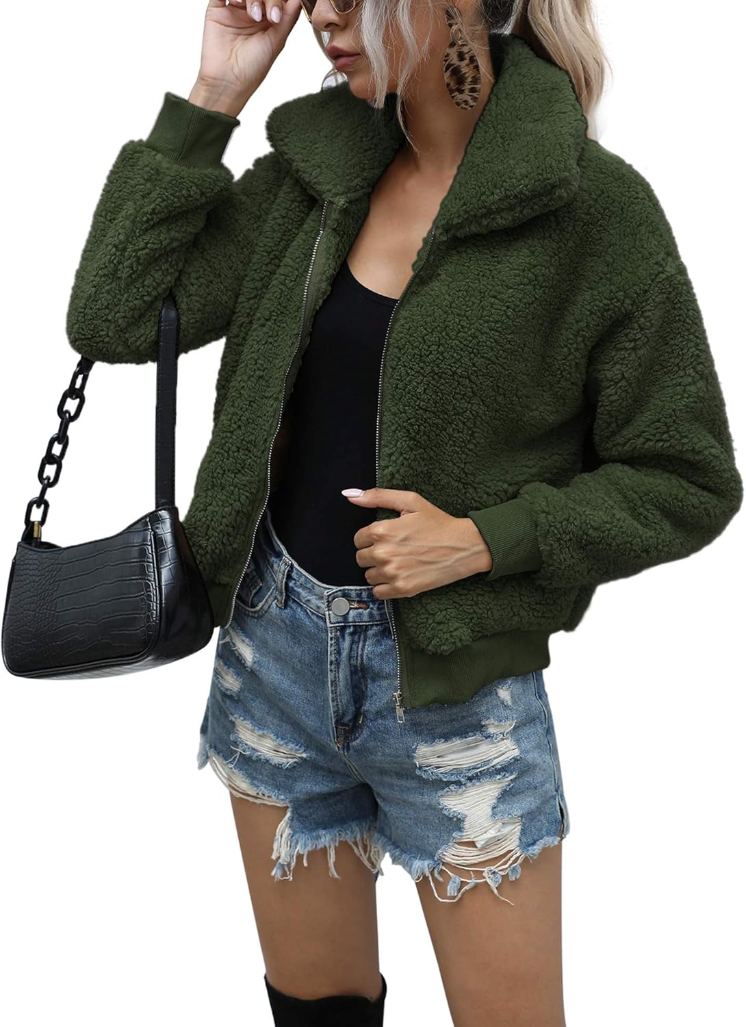 AKEWEI Women's Short Faux Fur Coat for Warm Winter Style