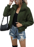AKEWEI Women's Short Faux Fur Coat - Fluffy Warm Zip-Up Jacket