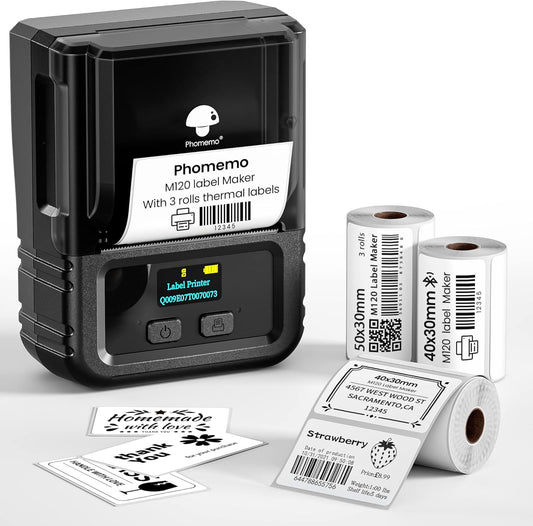 Phomemo M120 Label Maker - Portable Barcode Printer