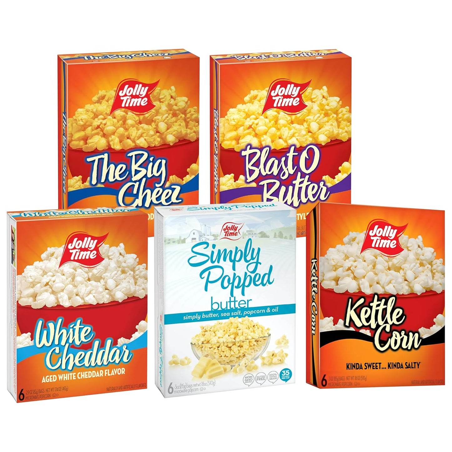 Jolly Time Variety Pack 6 Sharing Bags - Ultimate Popcorn Flavor Experience