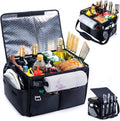 Large Grill Caddy with Lid BBQ Organizer - Collapsible Tote