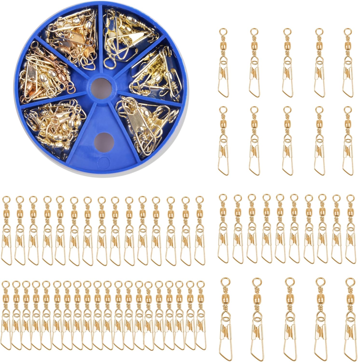 60Pcs High Strength Barrel Snap Swivels Kit by Shaddock Fishing