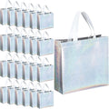 Reusable Gift Tote Bags 60 Pack - Shiny Silver Iridescent Party Bags