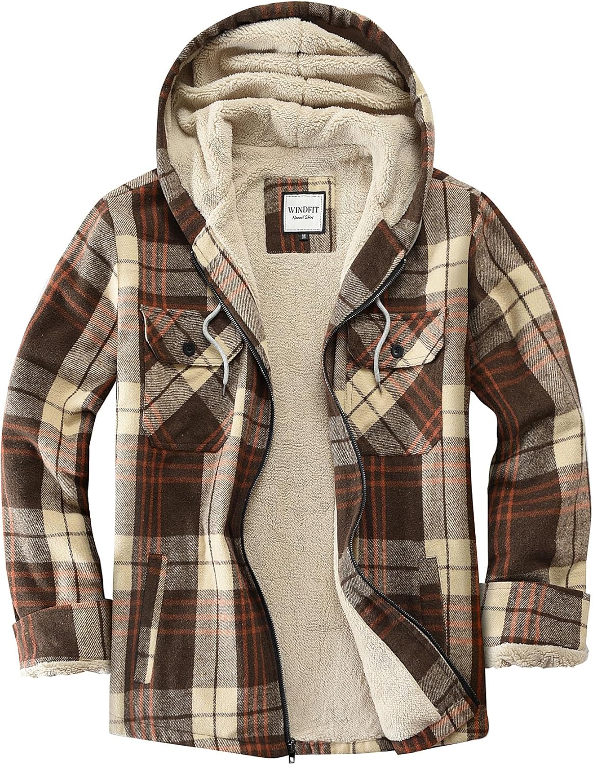 Women's Full Zip Fleece Flannel Jacket with Sherpa Lining