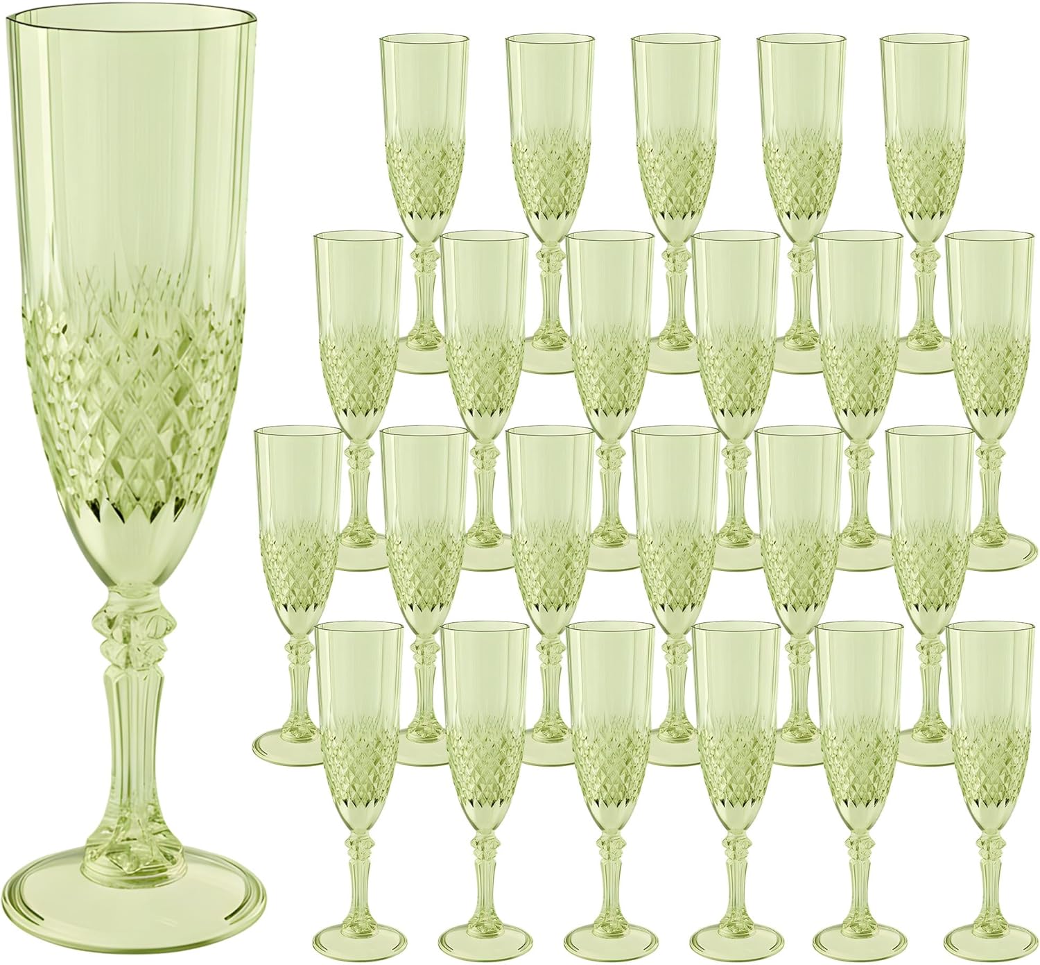 Elegant Green Plastic Champagne Flutes Set for Every Occasion
