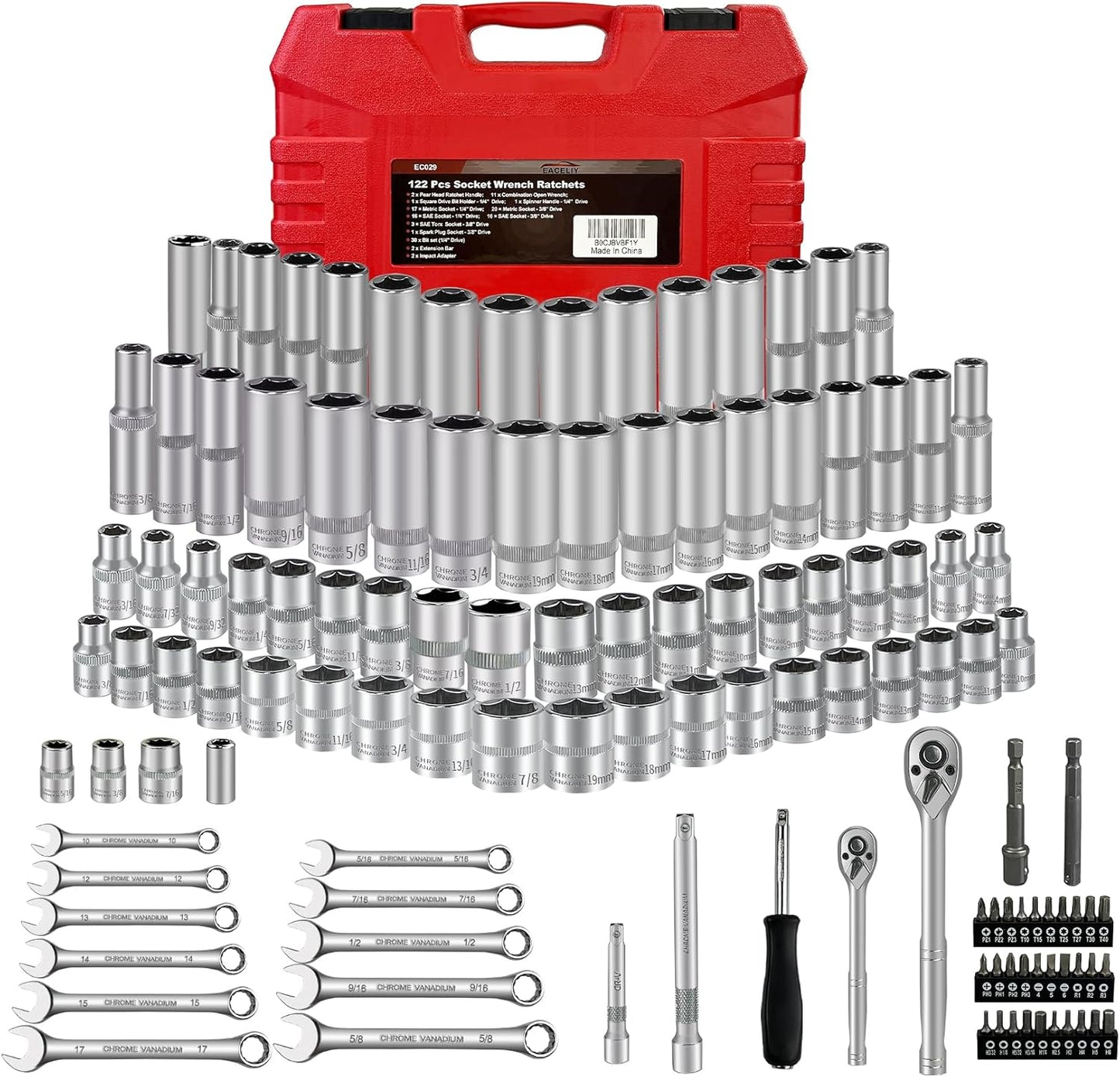 122Pcs Impact Socket Set for Comprehensive Car Repair Tasks
