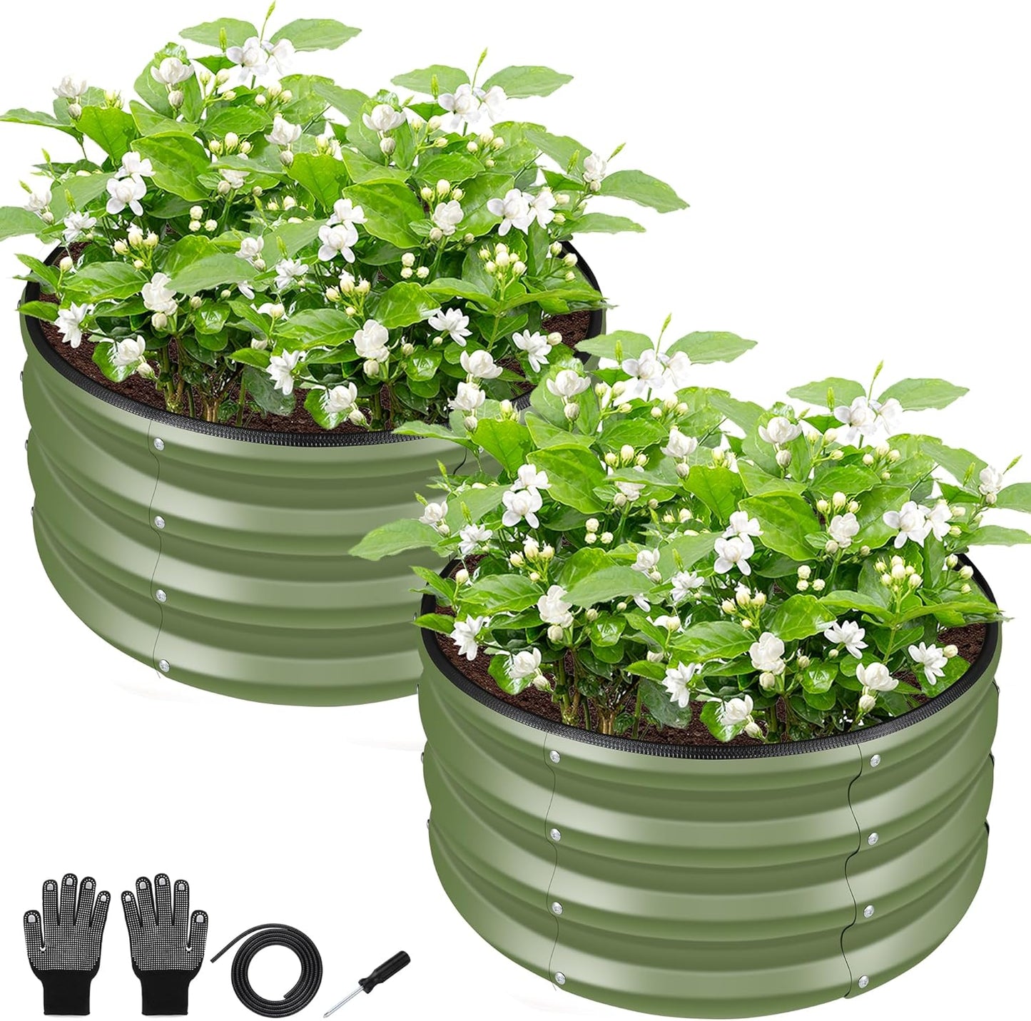 ZXZYHFTY Round Galvanized Raised Garden Bed Kit for Outdoor Use