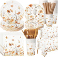 452 Pc Fall Floral Party Supplies for 50 Guests - Complete Autumn