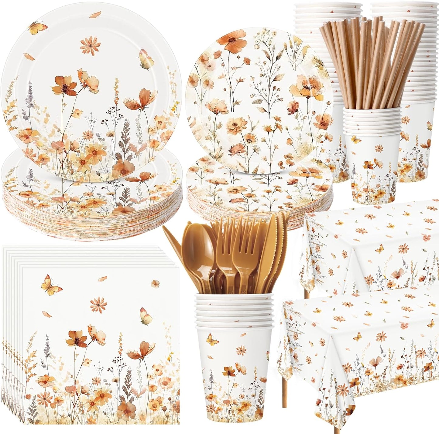 452 Pcs Fall Floral Party Supplies for 50 Guests - Perfect for Autumn