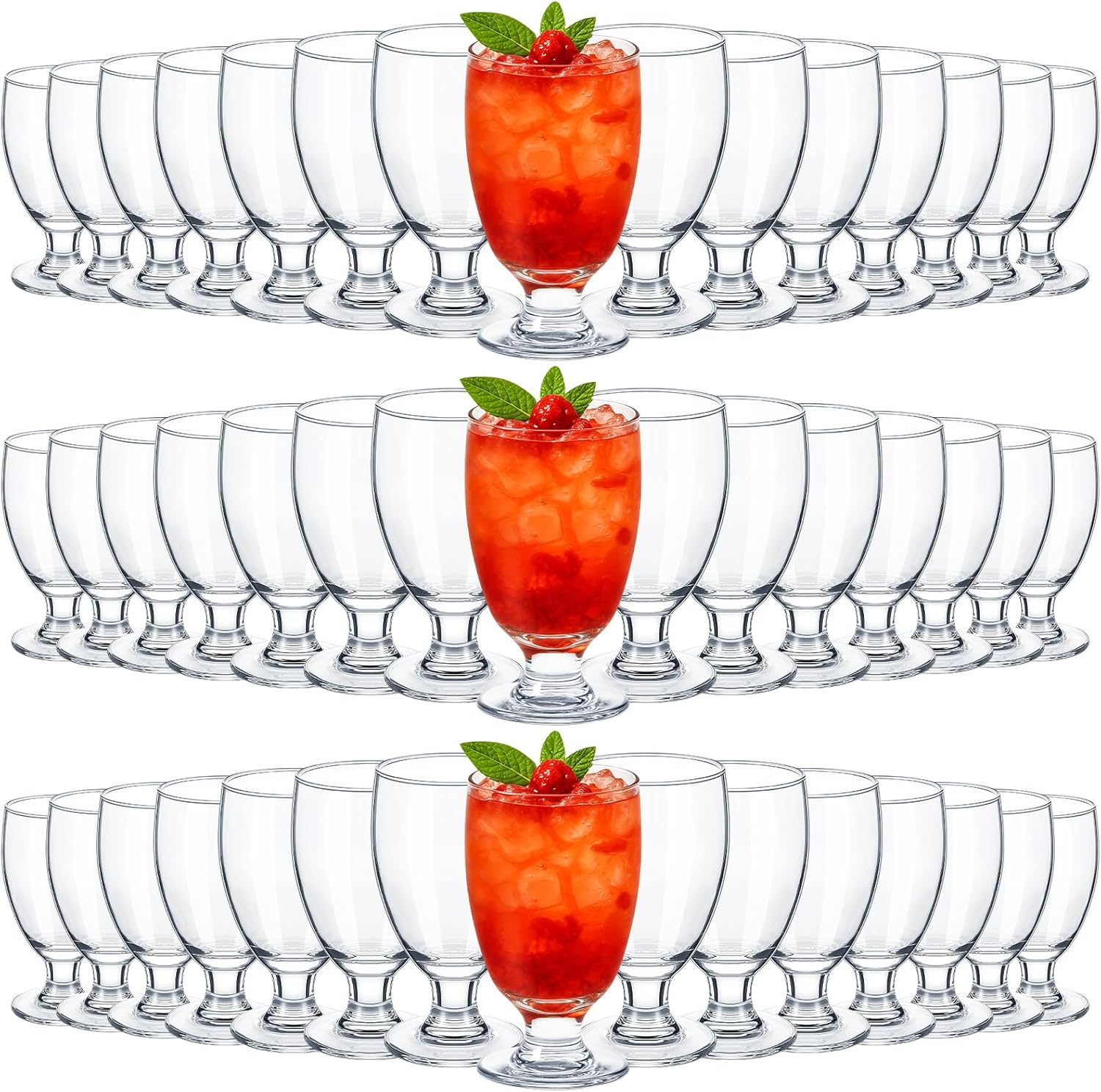 Patelai Set of 48 Clear Glasses for Water, Juice, and More