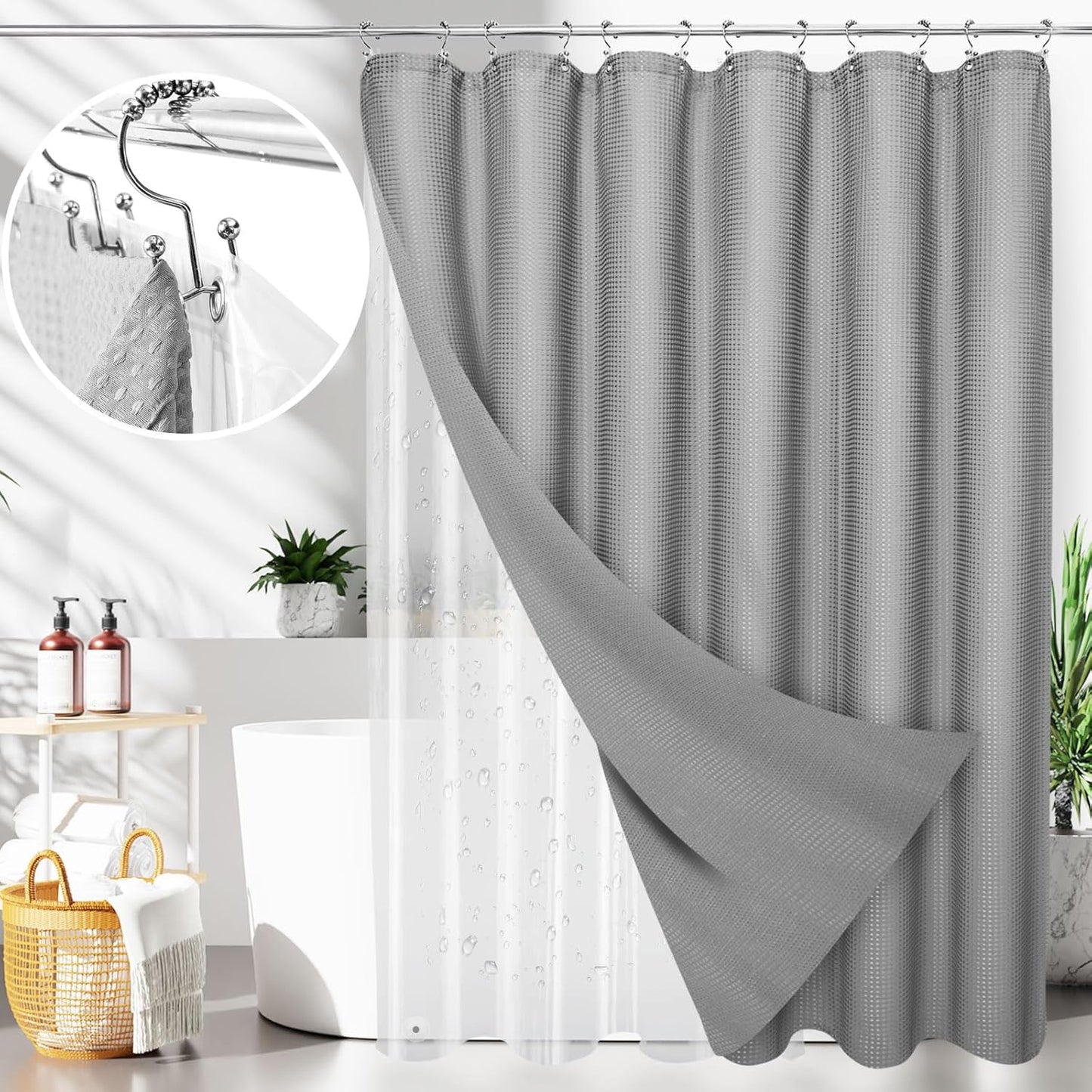 LaCyan Waterproof Shower Curtain Set