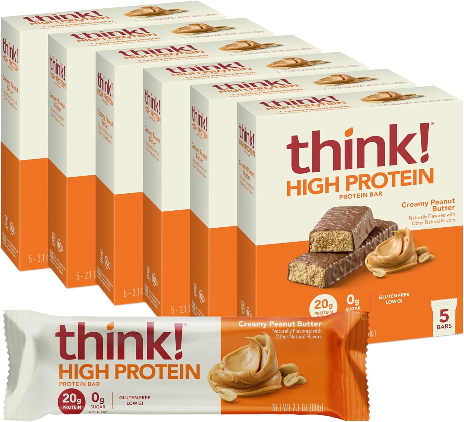 think! Protein Bars - Creamy Peanut Butter High Protein Snacks