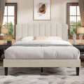 Queen Size Upholstered Velvet Bed Frame with Adjustable Headboard