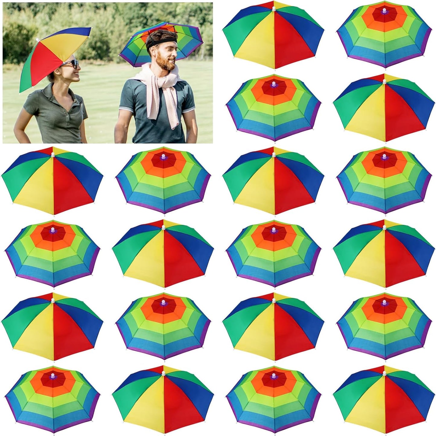Kacctyen 20 Pieces Umbrella Hats for Adults - Fun and Functional