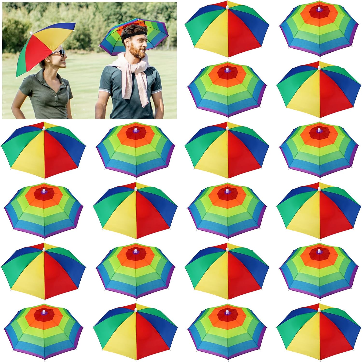 Kacctyen 20 Pieces Umbrella Hats for Adults - Fun and Functional
