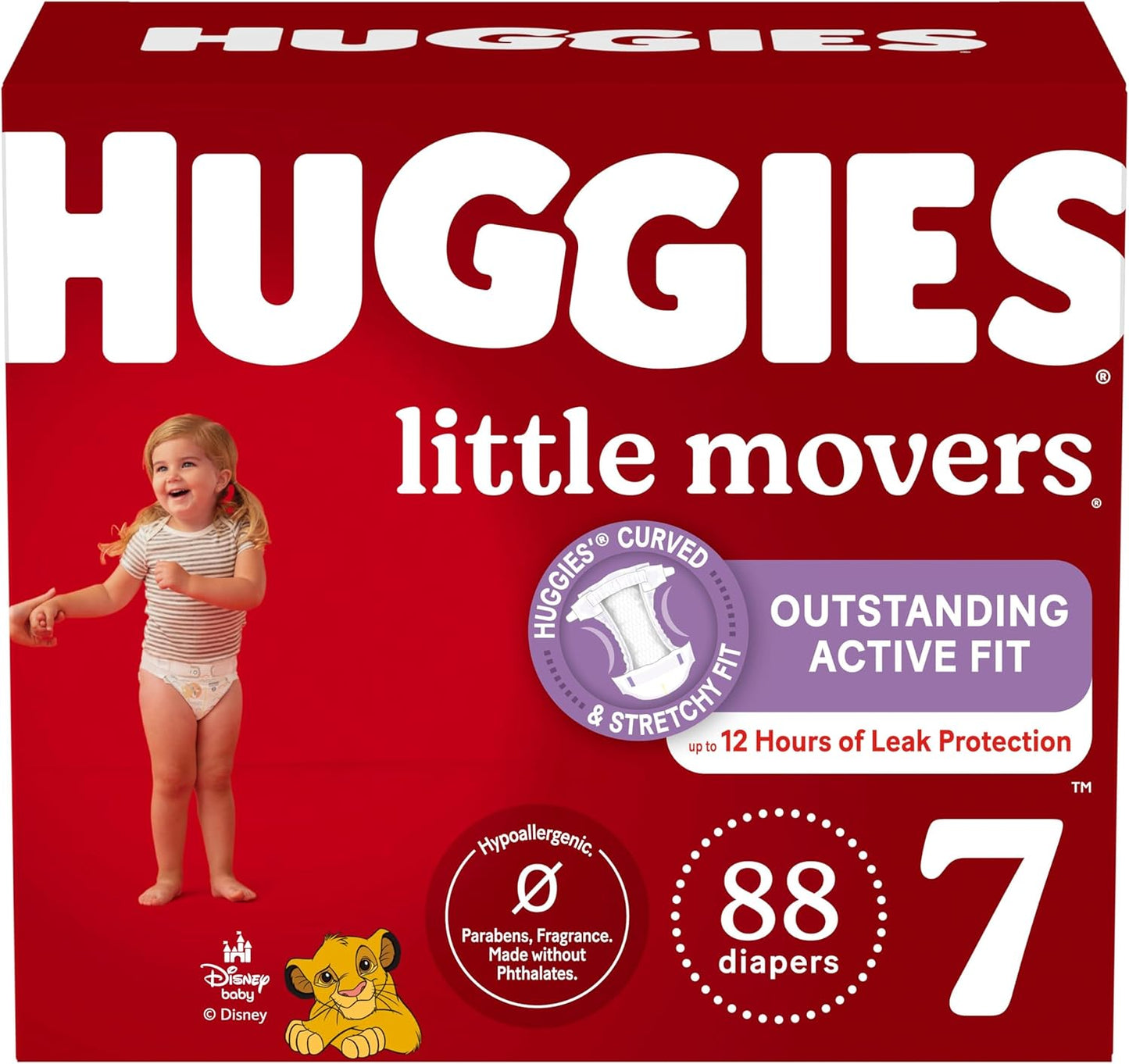 Huggies Little Movers Size 7 Diapers, 88 Ct - All Day Comfort